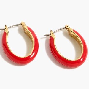 JCREW Enamel Oval Hoop Earrings OS Red/Gold
